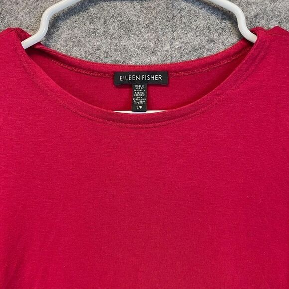 EILEEN FISHER Top Women’s Small Red Stretch Jersey Long Sleeve Crewneck T-Shirt - Picture 3 of 10